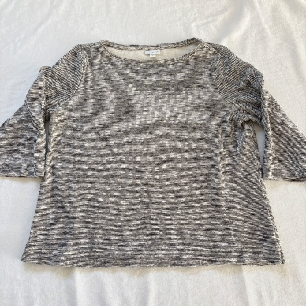 Pure Jill‎ Womens Gray Space Dye Boatneck 100% Cotton 3/4 Sleeve Top L KTP134811